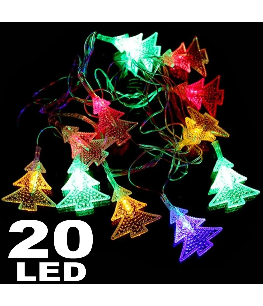 CADENA DE LUCES 20 LUCES LED MULTICOLOR PARA ARBOL A PILAS LUCIÉRNAGAS BOMBILLAS