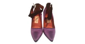 Lanvin Tacones de raso y cuero. Púrpura 