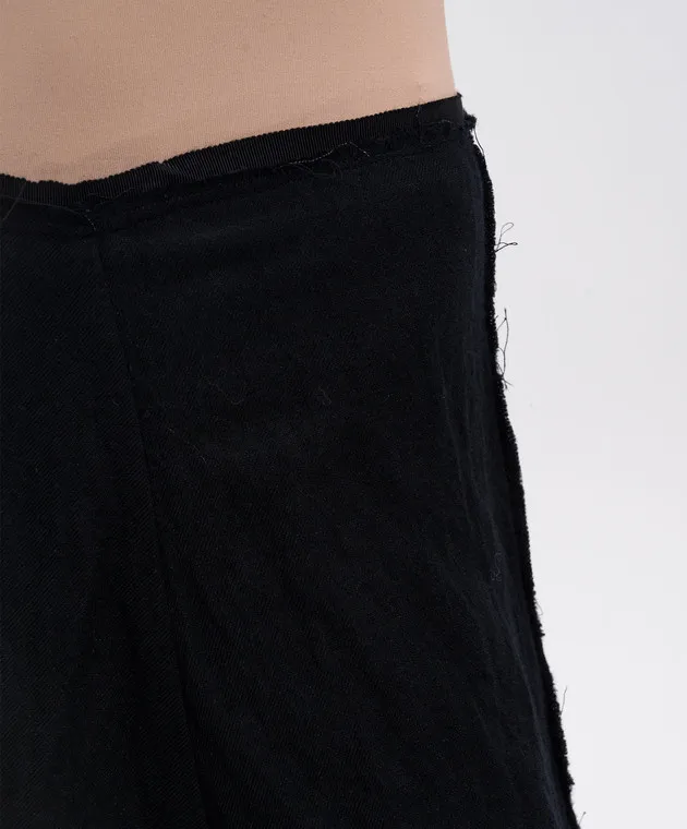 Marc Le Bihan Black midi skirt with wool with a reaper effect