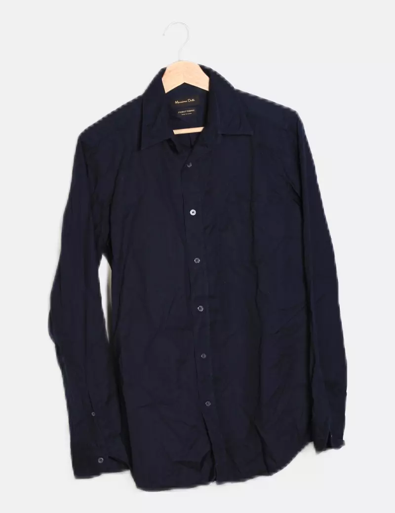 Massimo Dutti Camisa azul texturizada