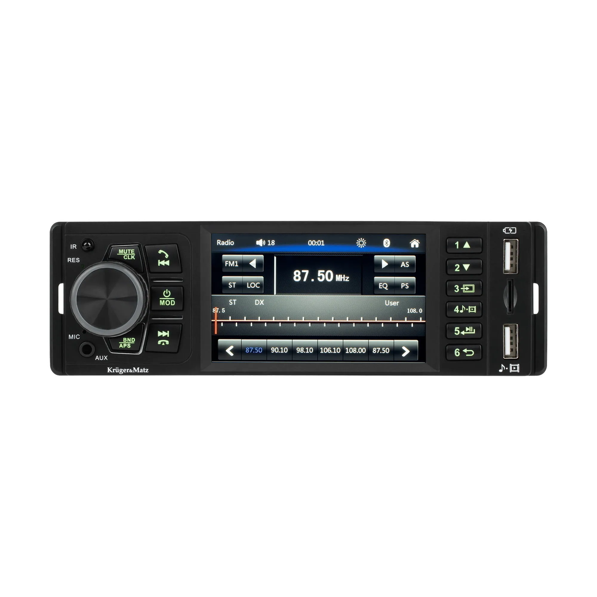 Radio coche 12V 1DIN LCD 4x50W MP3 2x USB Bluetooth 5.1 + mando