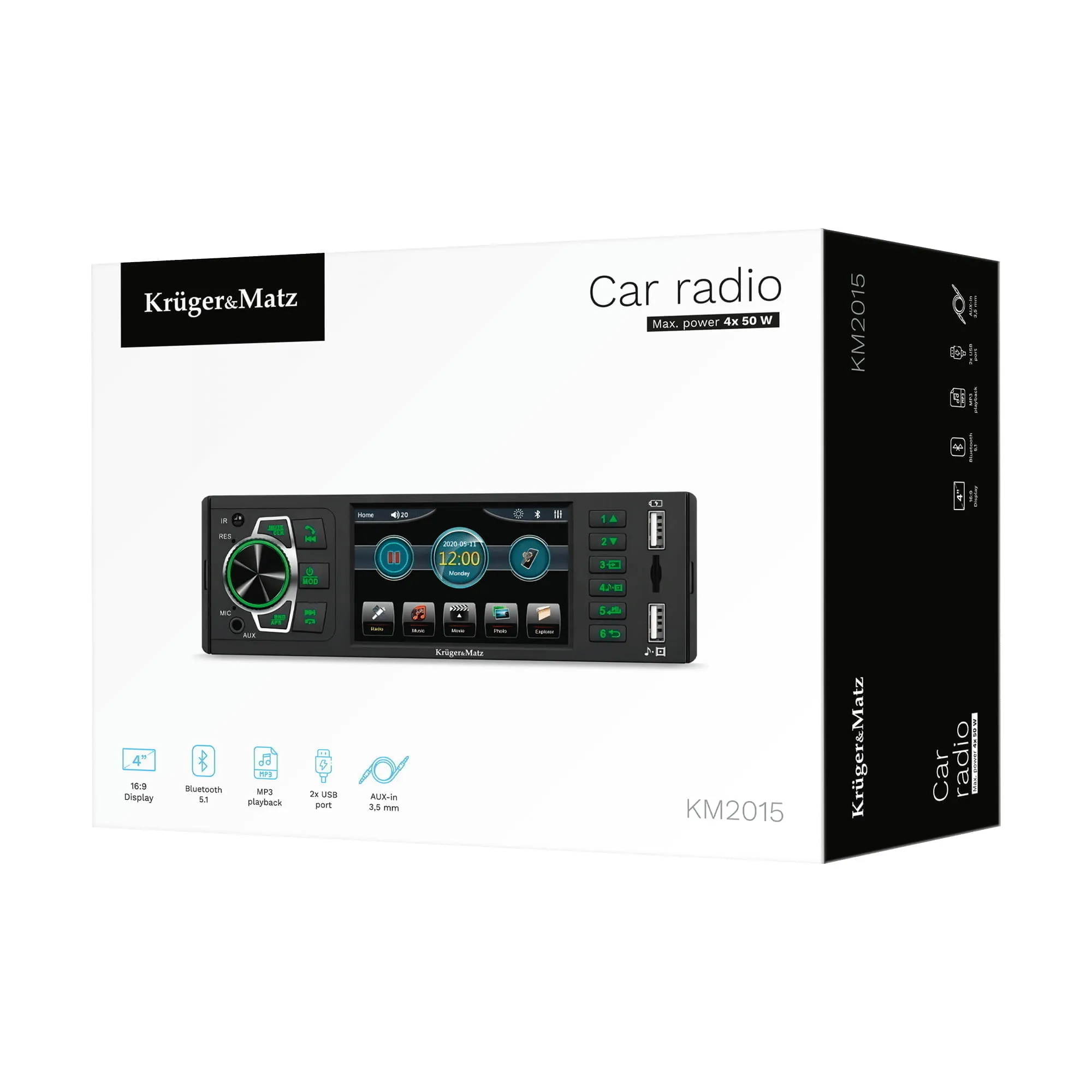 Radio coche 12V 1DIN LCD 4x50W MP3 2x USB Bluetooth 5.1 + mando