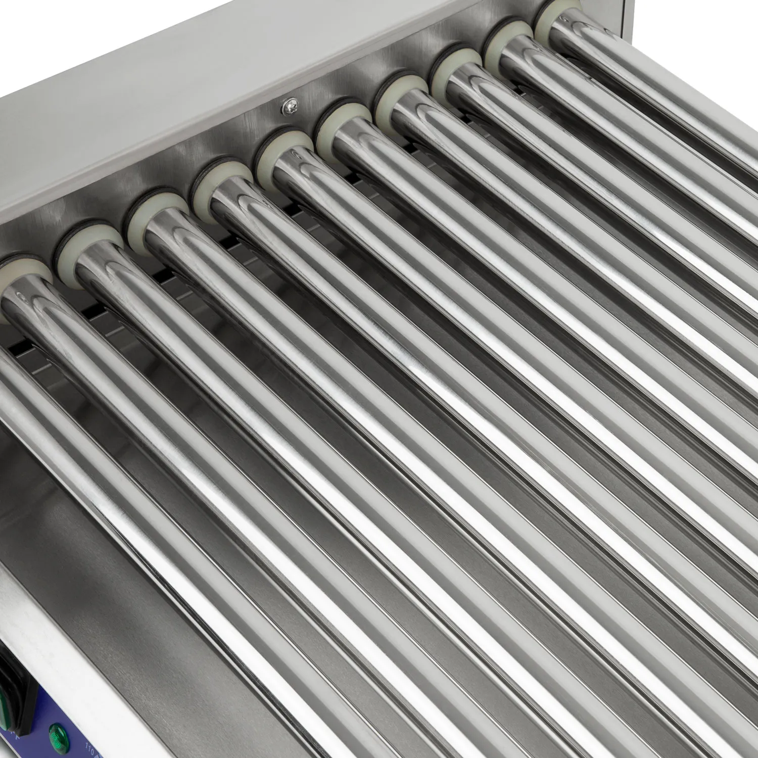 Vertes Parrilla eléctrica para calentar y mantener salchichas con 11 rodillos  giratorios